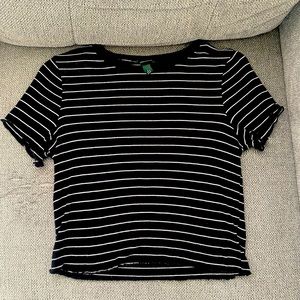 3/$15 Black and White Striped Cropped Wild Fable Tee